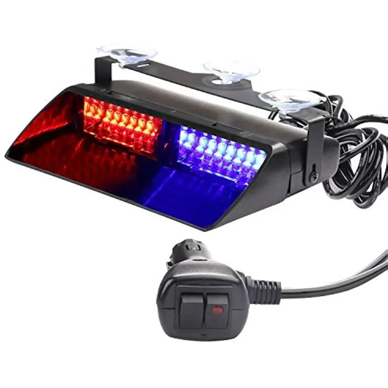 12V 16Led High Intensity Led Emergency Hazard Warning Strobe Lamp Suitable for Indoor Roof/Dashboard/Windshield with Suction Cup