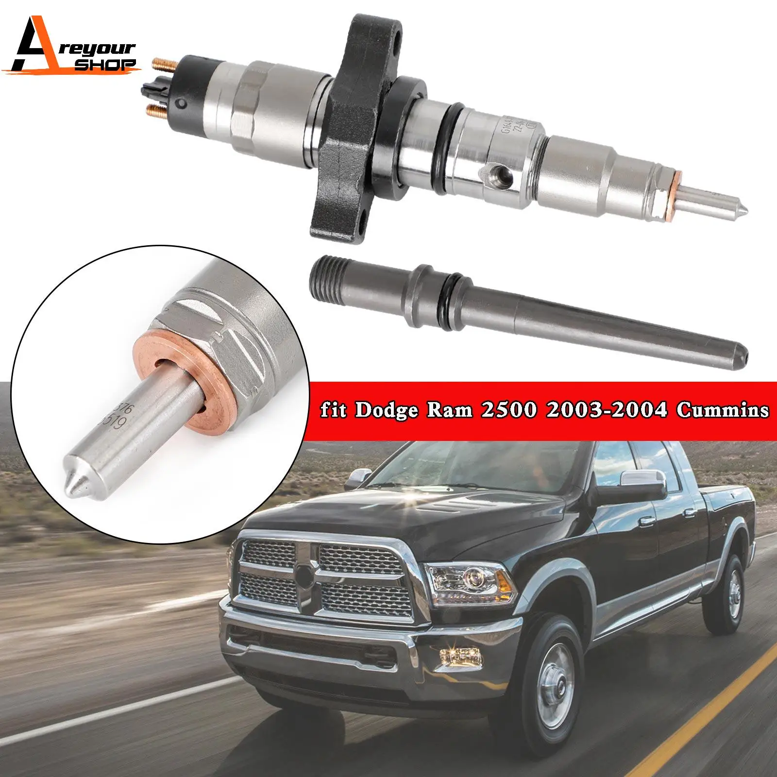 Areyourshop 1PCS Common Rail Fuel Injector 0445120255 fit for Dodge Ram 2500 2003-2004 Cummins Car Accessories