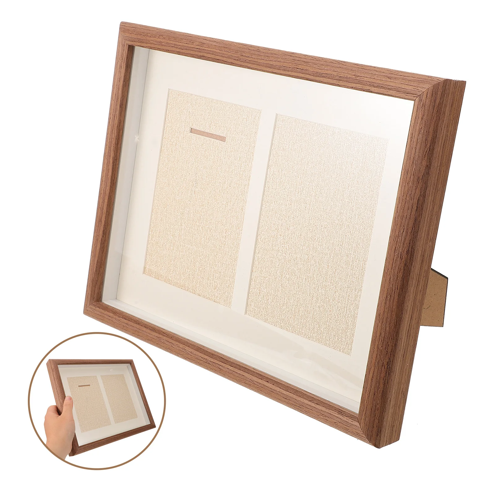 

Medal Photo Frame Display Case Badge Storage Holder Wooden Picture Travel Decorative