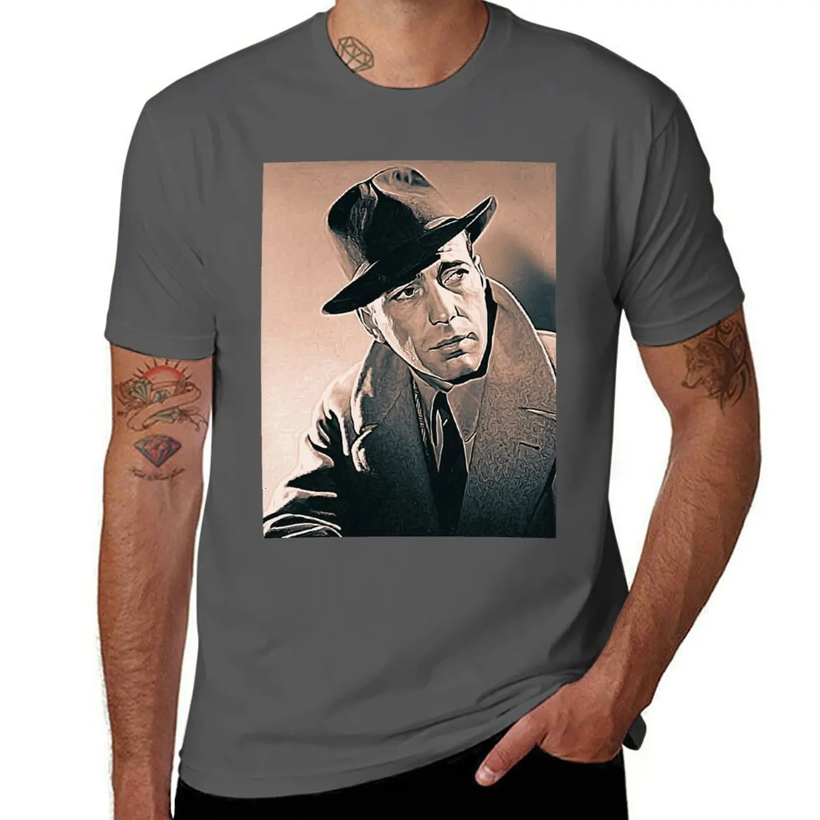 Humphrey Bogart Art - vintage painting - D55 T-Shirt plus sizes tshirts personalised cheap stuff clothing for men