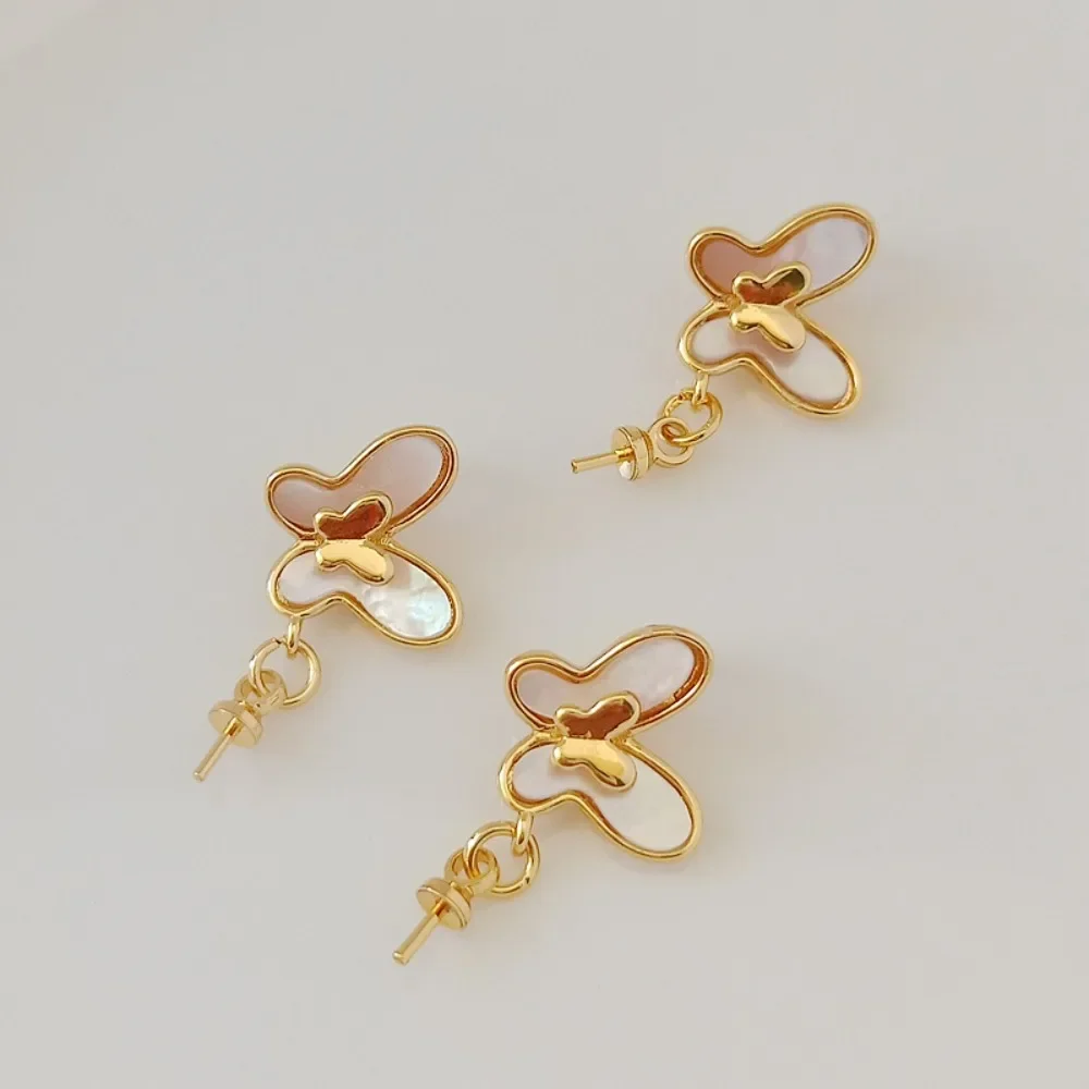 

14K Copper-plated Real Gold Butterfly Shell Patch Pendant with Pearl Tray Pendant, Handmade DIY Jewelry Accessory