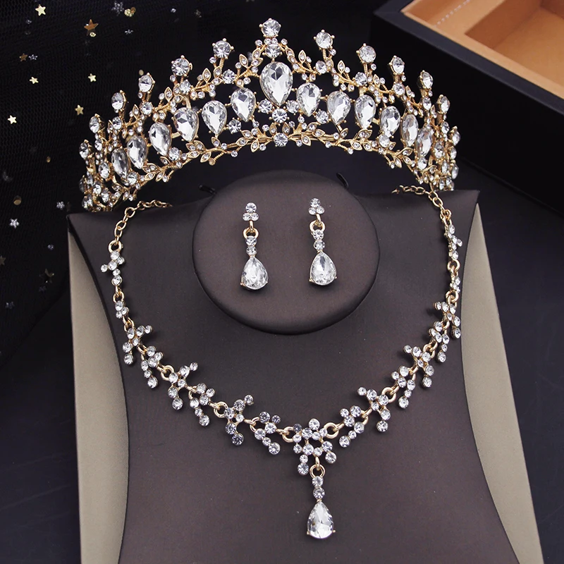 

Gorgeous Crystal Tiaras Bridal Jewelry Sets for Women Crown Choker Necklace Sets Prom Wedding Bride Jewelry Set Accessory