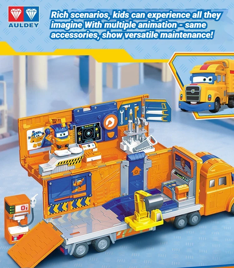 auldey-super-wings-donnie-sound-light-engineering-truck-playset-transformable-vehicle-toy-with-maintenance-station