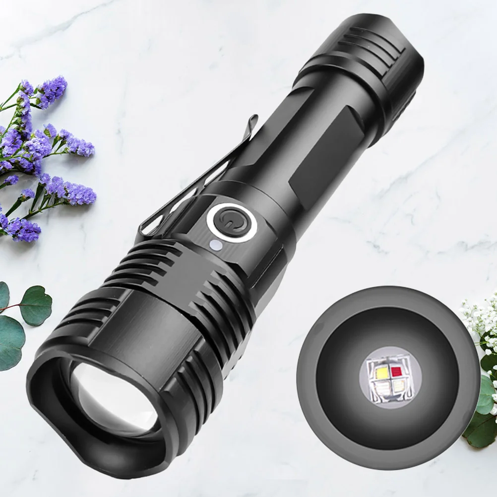 

1Pcs Aluminum Alloy LED Flashlight USB Rechargeable Telescopic Zoom Ultra Bright Multifunction Outdoor Torch Camping Hunting