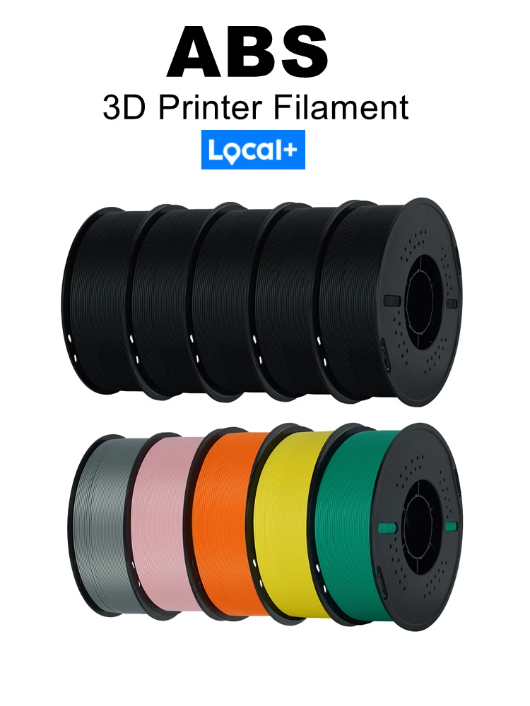 KINGROON 5 kg (11 lbs) ABS-Filament, 1,75 mm, hohe Festigkeit, Zähigkeit, 3D-Druckermaterial, Schwarz, Weiß, mehrfarbig, ABS, 1 kg x 5 Rolle