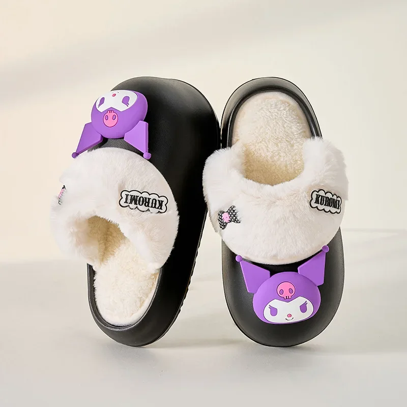 Cartoon Sanrio cute Hello Kitty winter thick-soled height-increasing cotton slippers Kuromi My melody warm plus velvet slippers