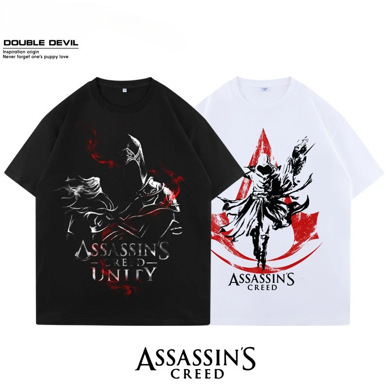Assassin's Creed Phantom Odyssey T-shirt Revolution Black Flag Yingling Hall Cotton Loose Round Neck Summer Man Short Sleeve Ins