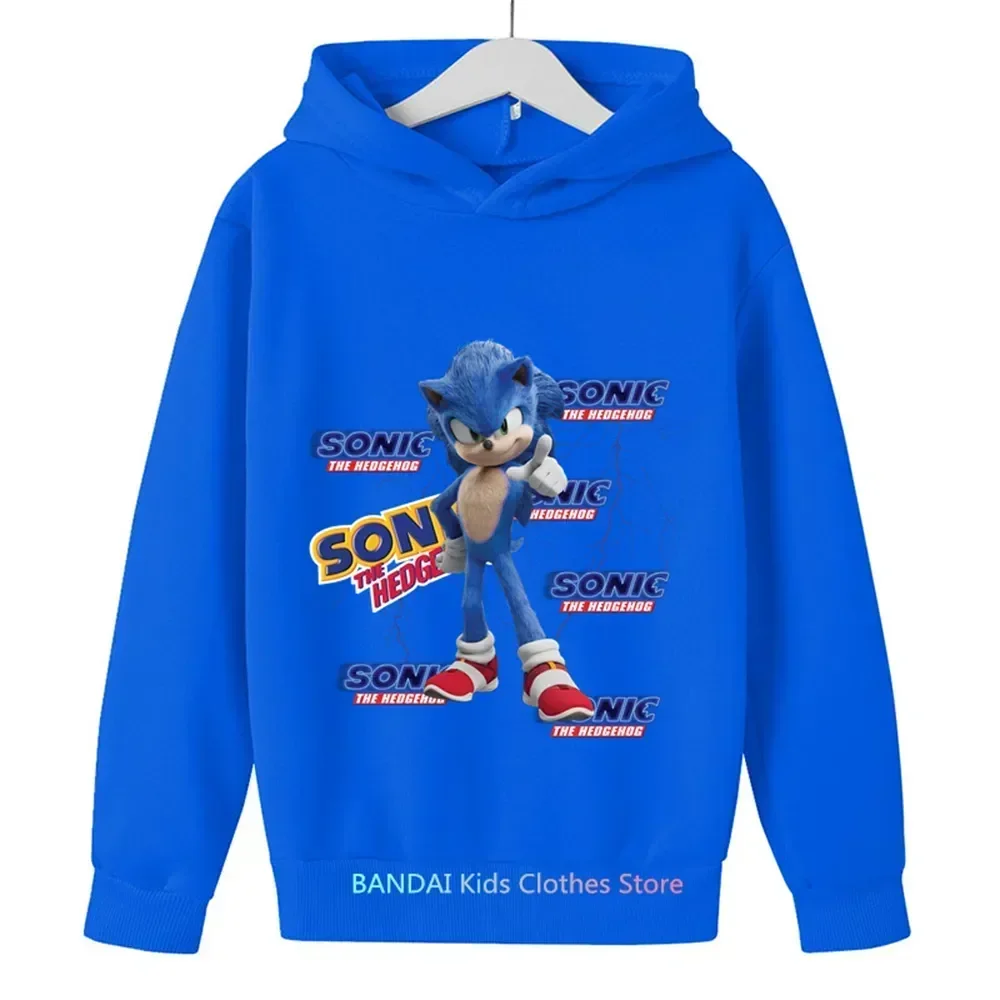 

3-14 Years Kids Sonic Hoodies Girls Boys Baby Long Sleeve Sweatshirt Cartoon Tops Oversized Pullovers Funny Children Clothes