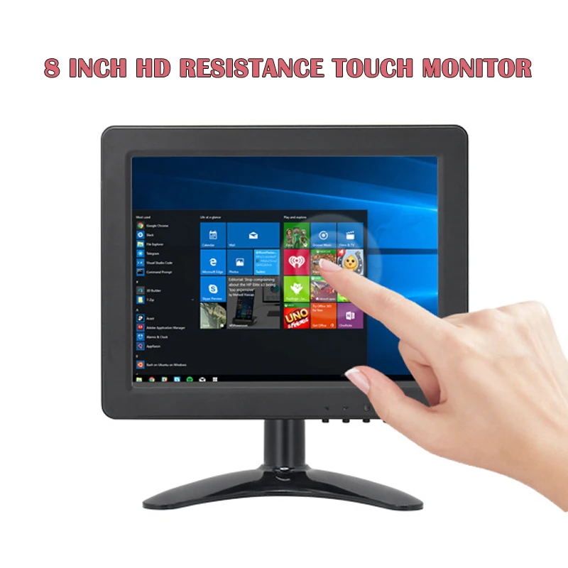 

8 Inch Mini resistance touch Monitor 1024x768 4:3 LED Small Display Portable Support HDMI VGA BNC AV USB Input HDMI Security