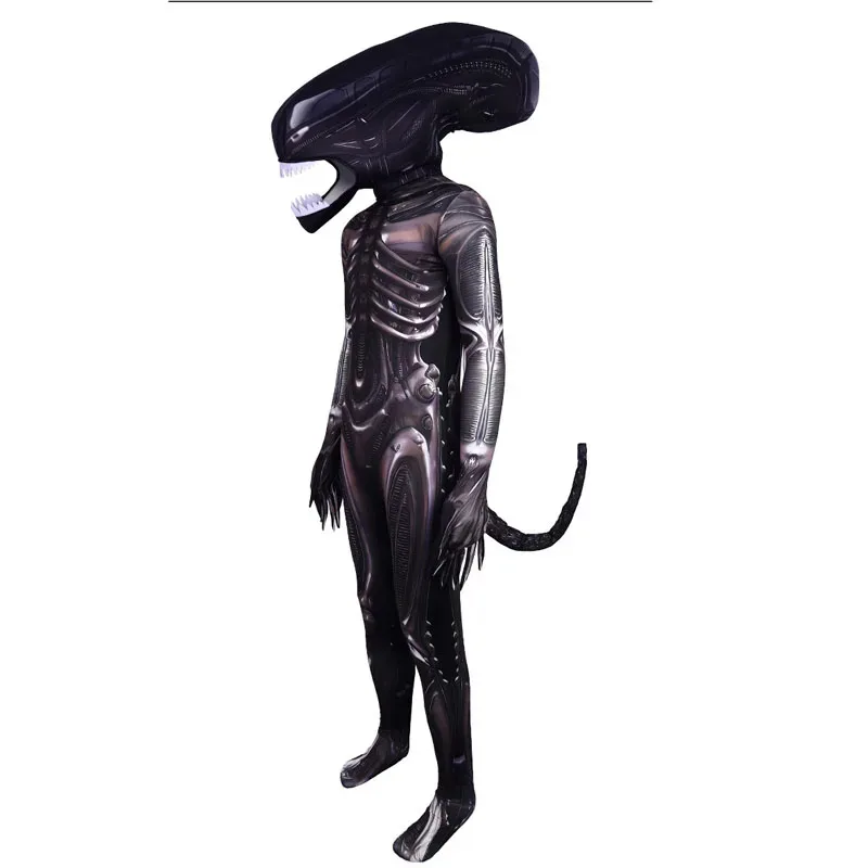 ♥ 2025 New Halloween Adult Xenomorph 3D Print Bodysuit Costumes Scary Suit Kids Alien Romulus Cosplay Jumpsuit Mask ★☆ly99