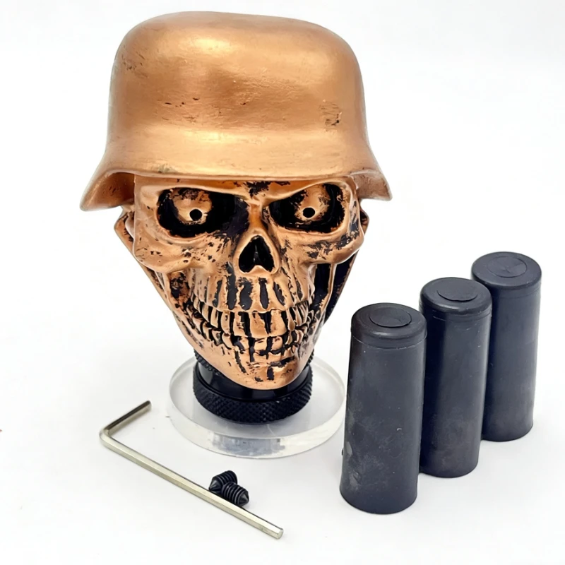 Cool Skull Soldier Hat Gear Shift Knob Universal Manual Automatic Car Shifter Stick Skeleton Head Truck SUV Interior