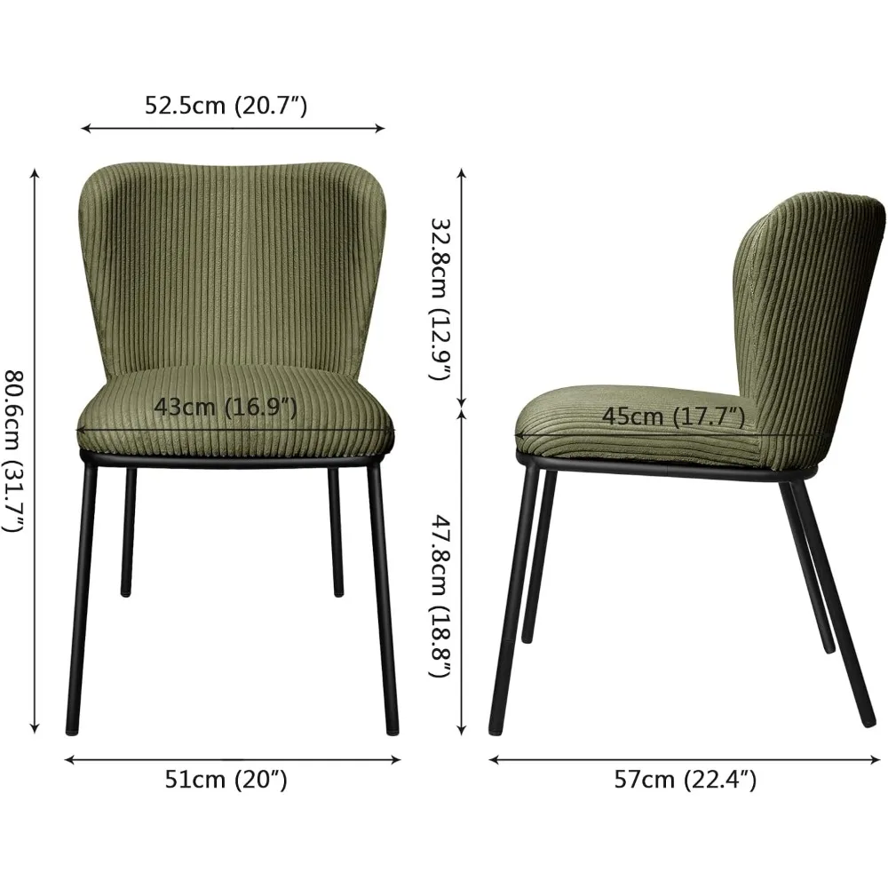 طقم كراسي غرفة الطعام باللون الأخضر مكون من 2، كراسي مطبخ بأرجل سوداء #2