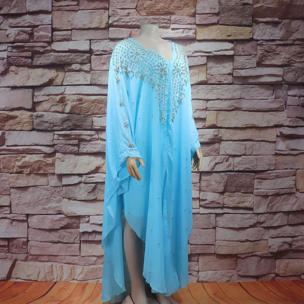 

African Dresses for Women Muslim Hooded Abaya Dubai Turkey Kaftan Bead Kimono Djellaba Ankara Dashiki Africa Clothing Loose Robe