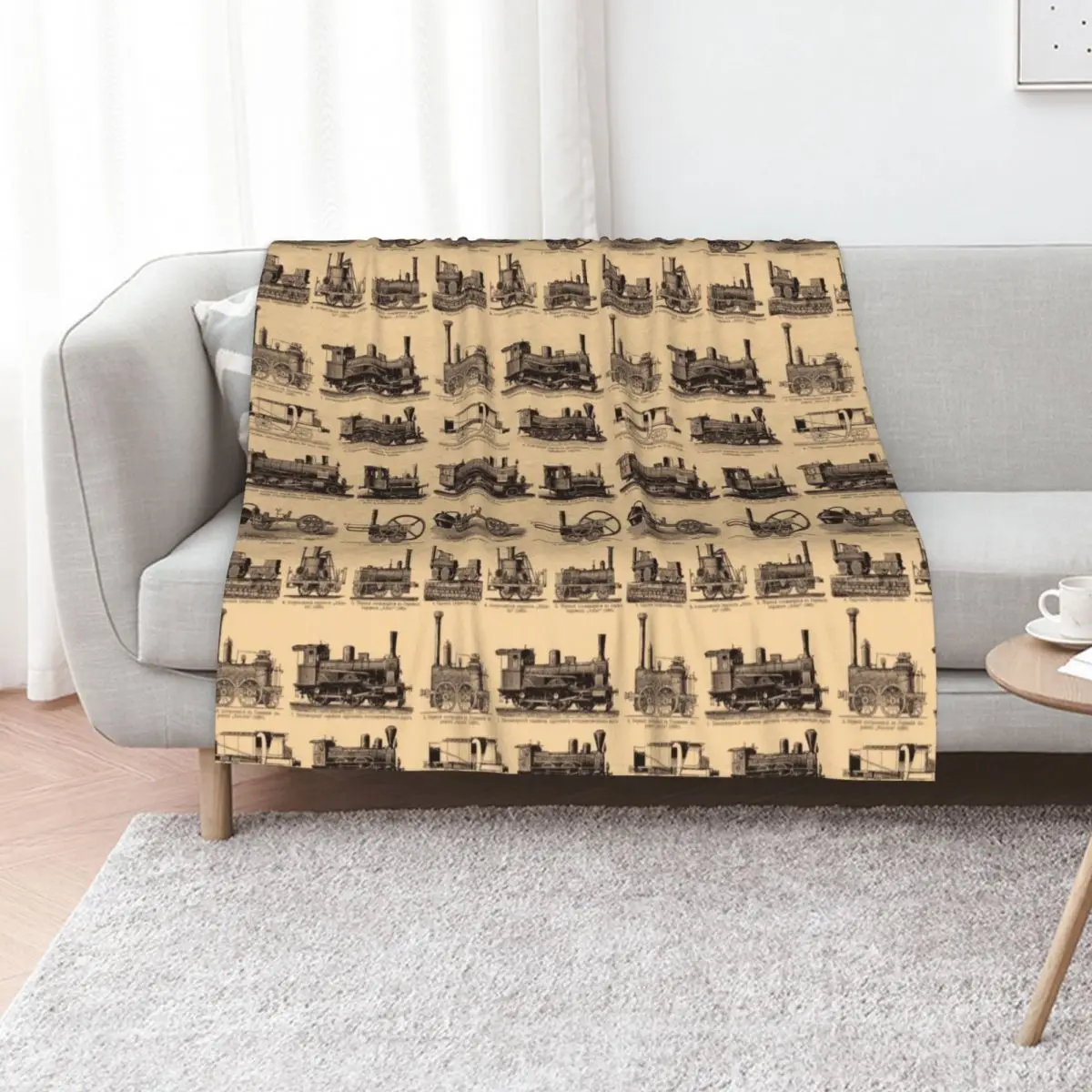 Vintage retro steam old trains poster backpack Throw Blanket Beautifuls Plush Sofa Multi-Purpose Bed Blankets