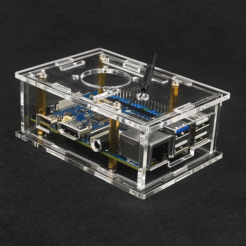 Новый оранжевый корпус Pi 3B прозрачный акриловый фотоэлемент поддержка охлаждения опциональный алюминиевый нагреватель для OPI 3B