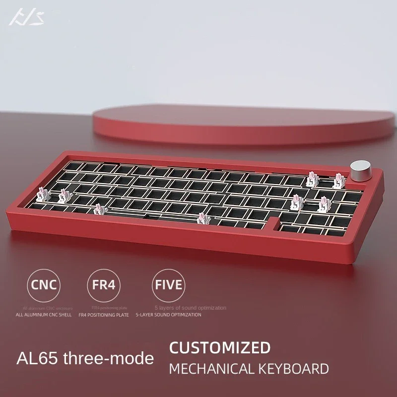 65key Mechanical Keyboard Kit CNC Aluminum Customized Three Mode TYPE-C Wireless Bluetooth 2.4G RGB Hot Swap Gaming Keyboard