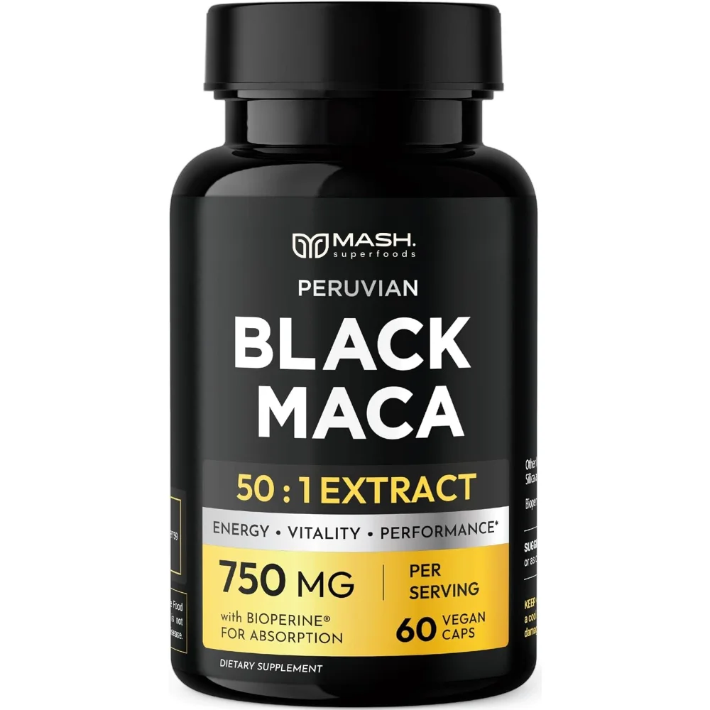 Black Maca Capsules - Enhance Male Performance, Energy, Muscle Mass and Endurance