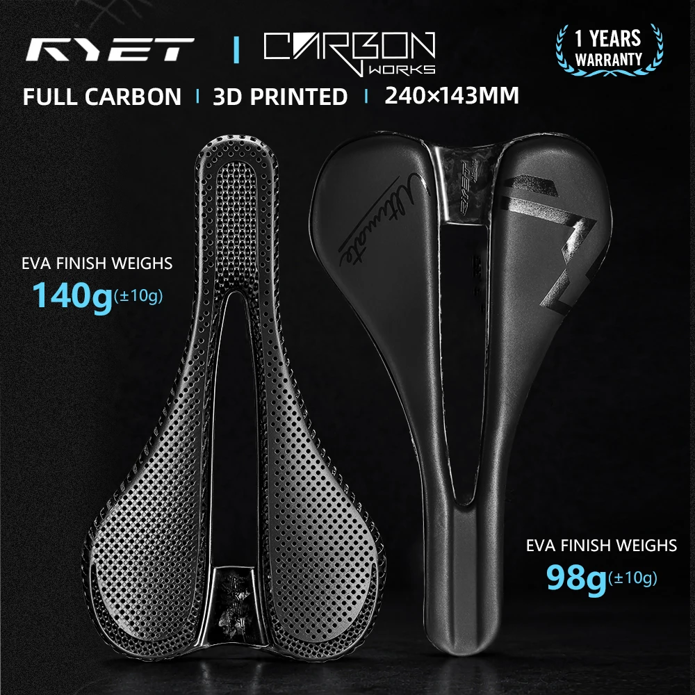 2026 RYET Carbon 3D Printed Bike Saddle 143MM 7*9 Bike Seating EVA 3D Triathlon Road MTB Mountain Gravel Cycling Cushion Parts