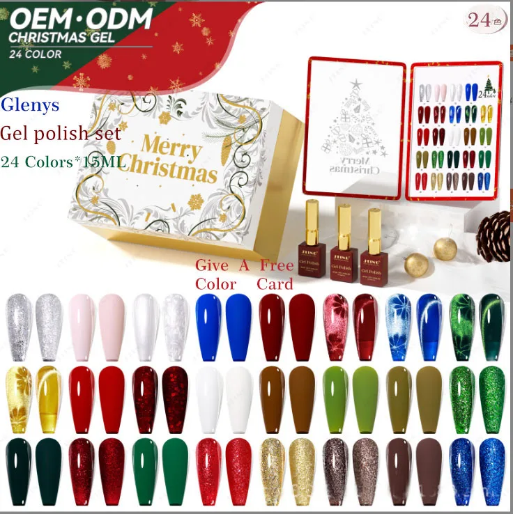 

Glenys 24 Color nail polish Gel All Net Popular High Grade Soaking gel Color Matching Card Nail Salon Nail Art Clearcoat Set
