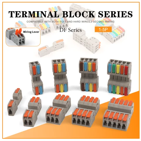 5Pcs Male Female Universal Compact Electrical Wiring Connectors Push-in Conductor Terminal Block Docking Mini Quick Wire Connect