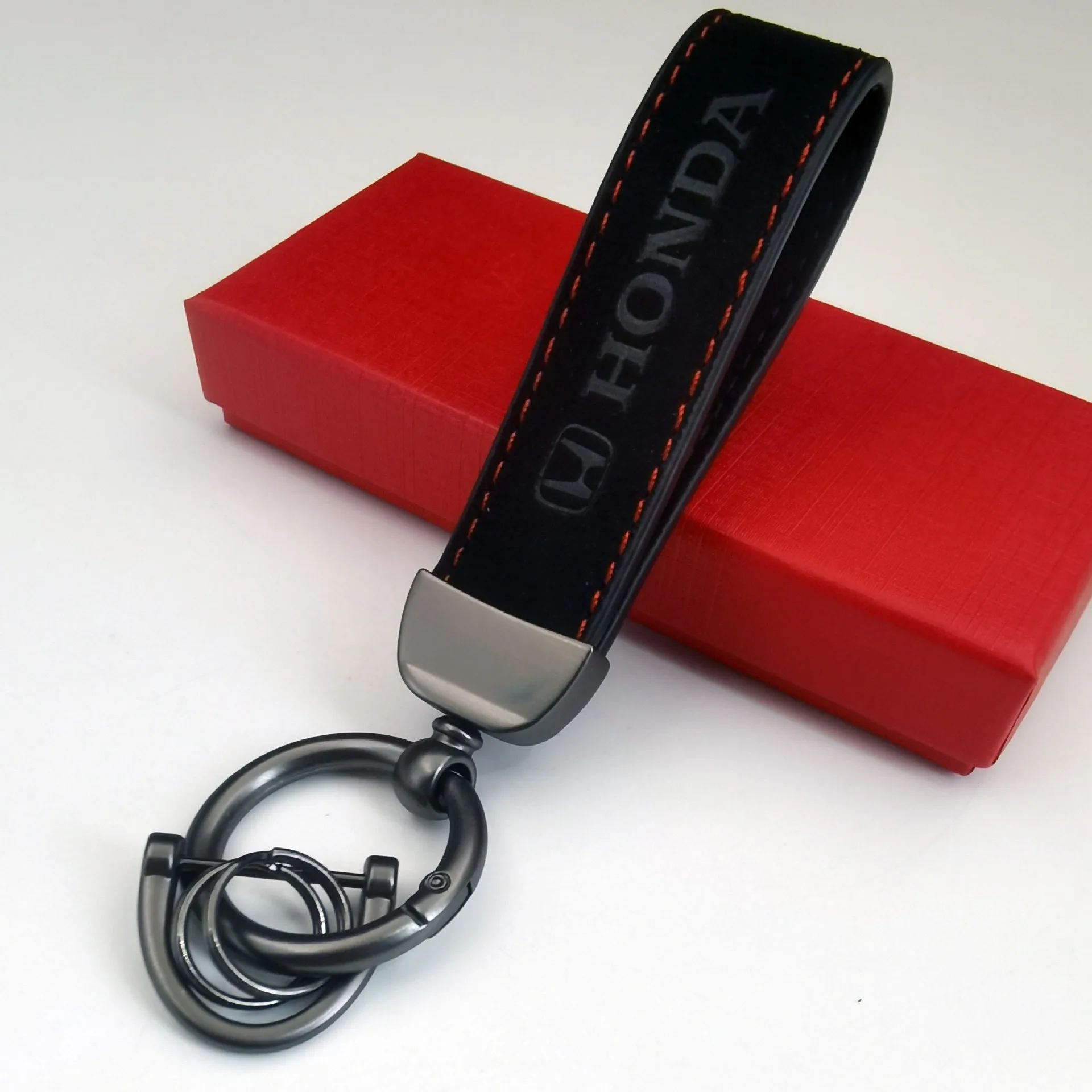 Porte-clés de voiture en cuir suédé, pour Honda Civic FIT Accord Prelude CRV 5th City CRZ CRX Jazz HRV Pilot Odyssey Insight