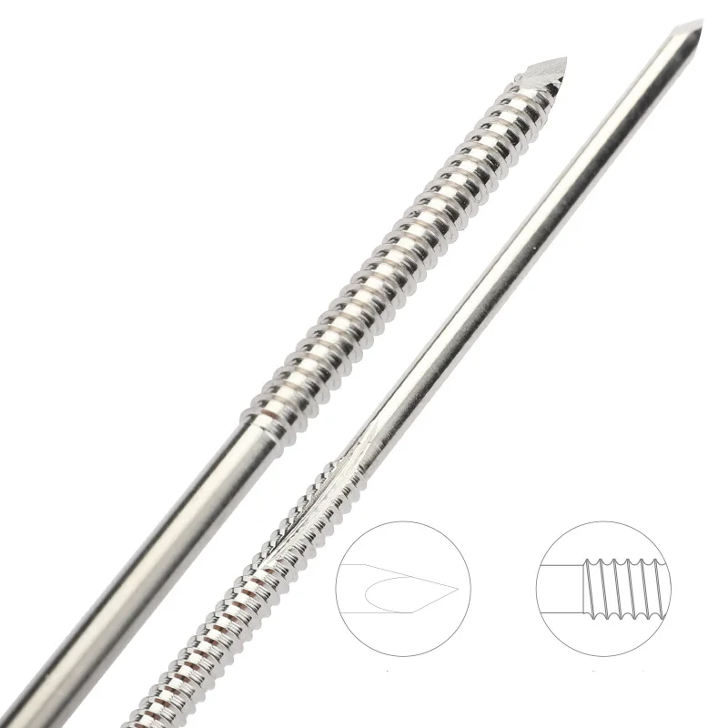 Head middle male thread external fixation needle, Kirschner wire external fixation needle, animal orthopedic instruments