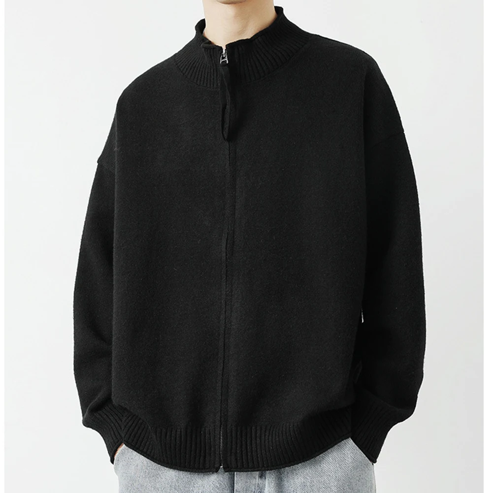 Cappotto invernale lavorato a maglia da uomo caldo e semplice con cerniera Capispalla casual