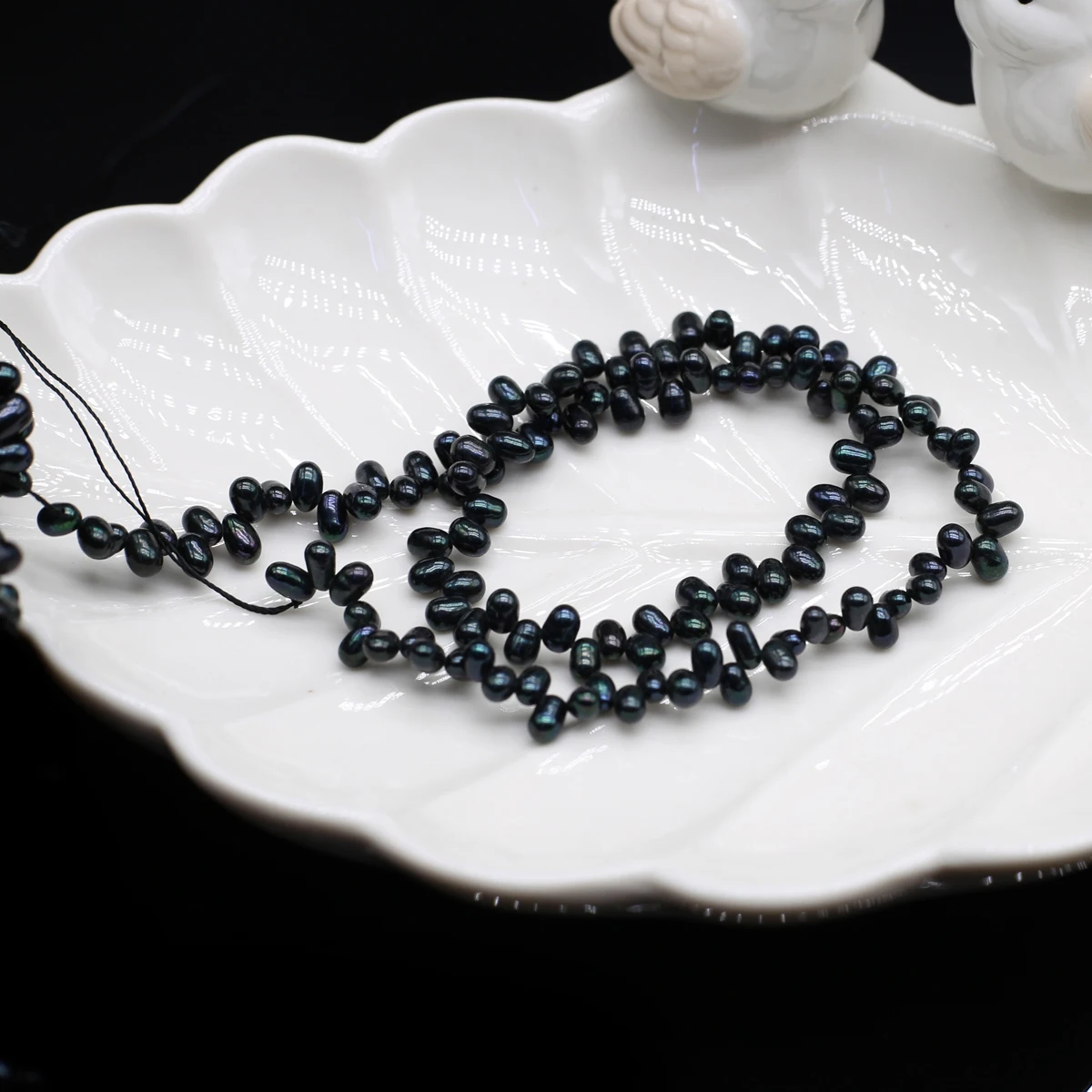 4–5mm 38cm Wheat-ear-shaped Strand Beads Black Natural Freshwater Pearls for Jewelry Making DIY Necklaces Bracelets Accessories