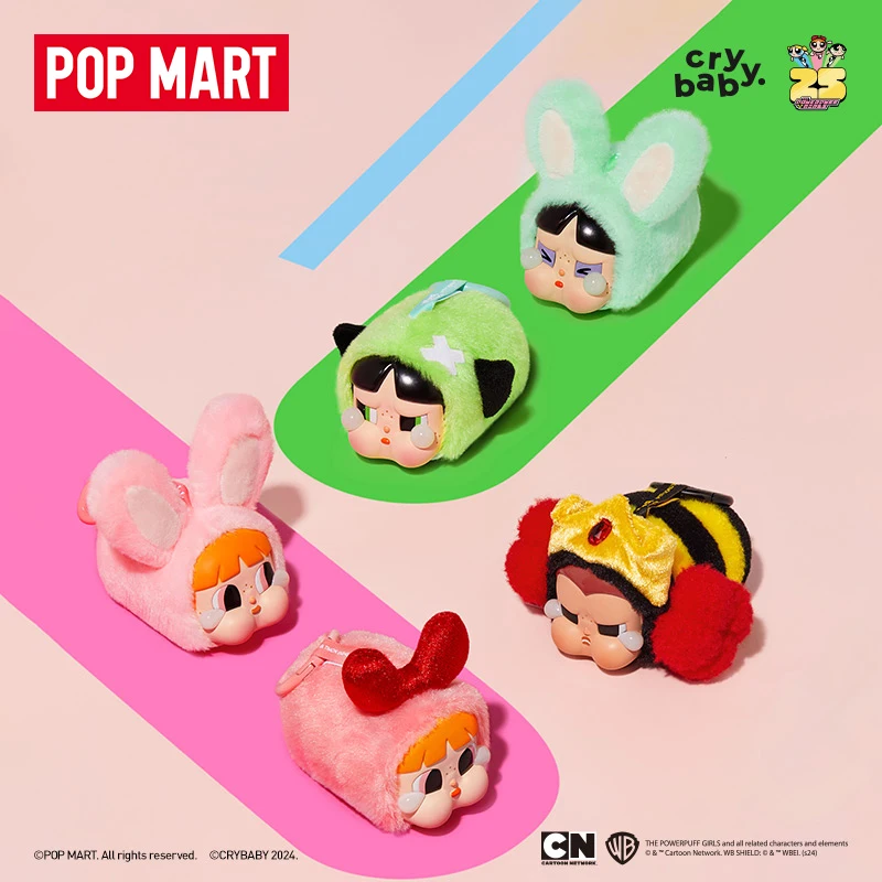

Официальная подлинная POPMART CRYBABY Powerpuff Girls Series, виниловое лицо, плюшевая глухая коробка, орнамент, подвеска, украшение, подарки для девочек