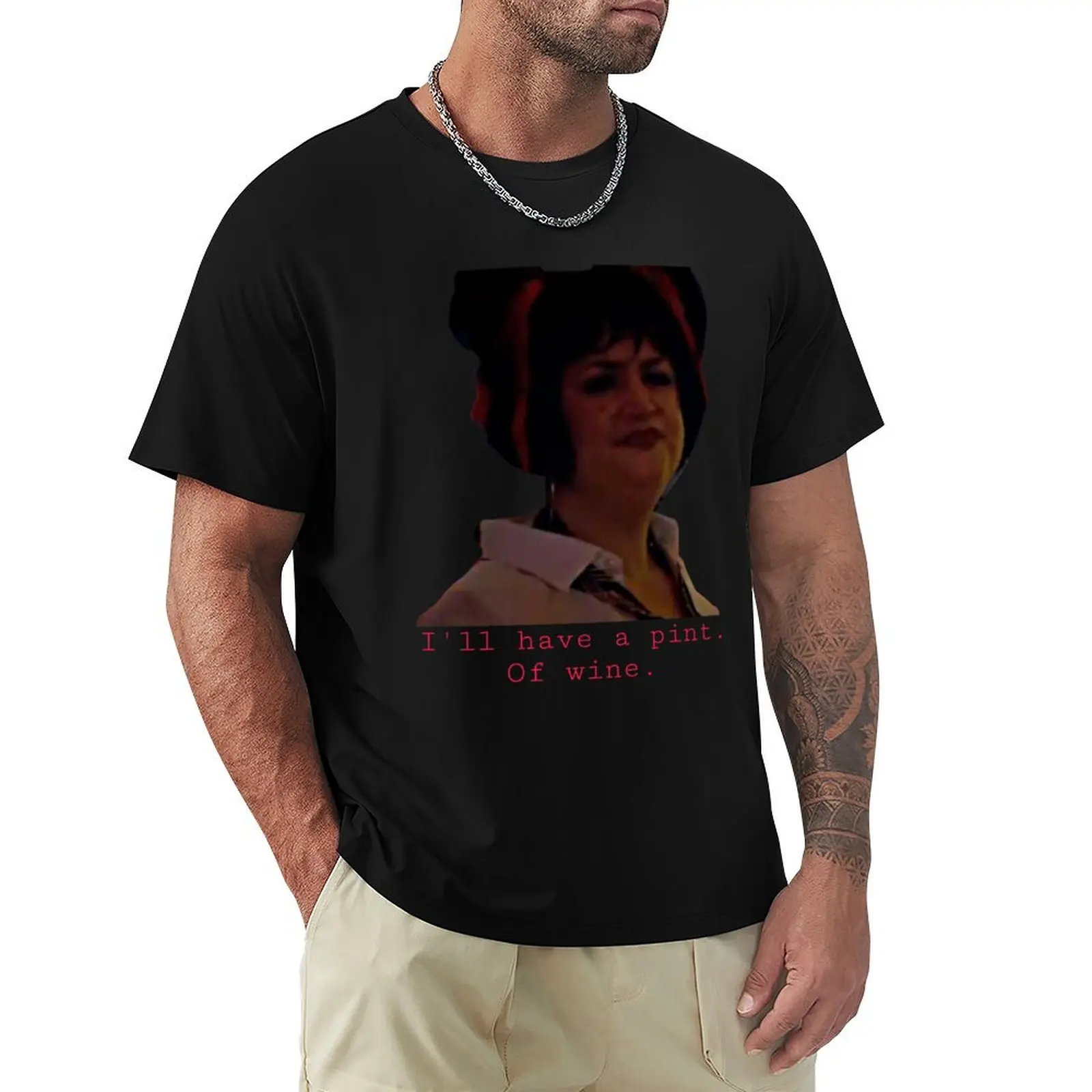 Nessa Gavin & Stacey Pint Of Wine T-Shirt Retro Style Print Casual Top