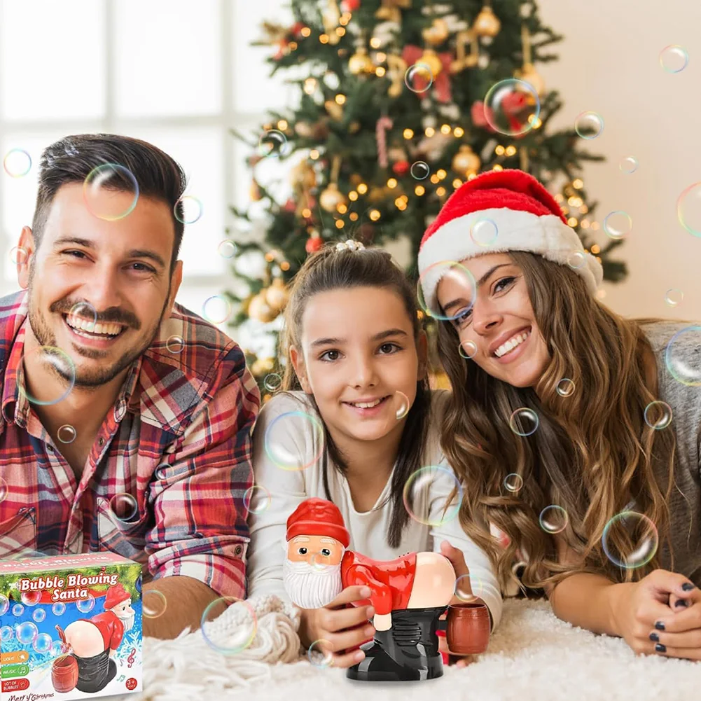 Santa Claus Bubble Machine Automatic Fart Bubble Blower Toy with 60ml Solution Bubble Maker Toy Battery Powered Party Favors