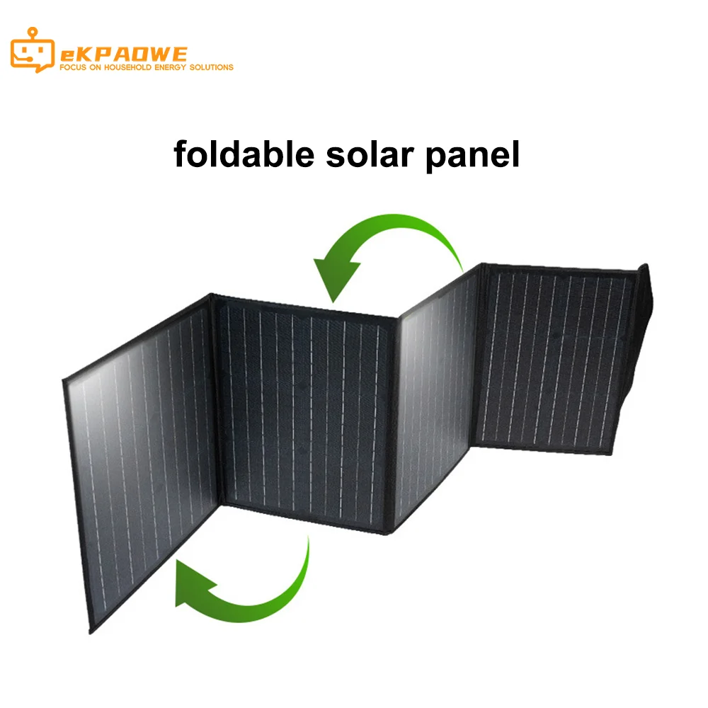 12V 150W Foldable Solar Panel Camping Charging to Portable Power Station Charger Outdoor Mobile Power Battery 110v 220v Output