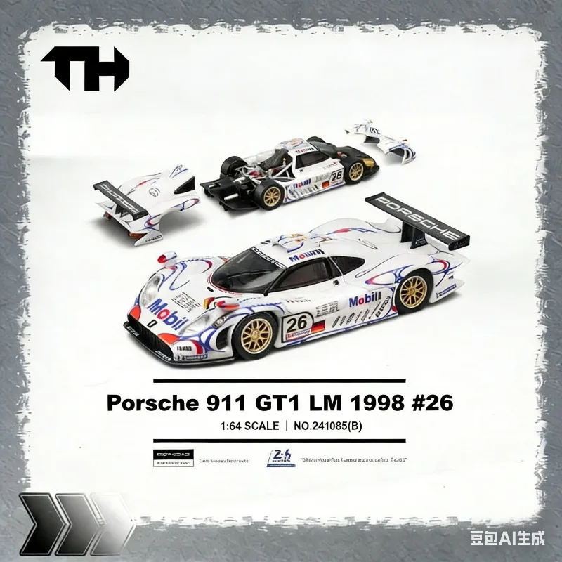 

Масштабная модель автомобиля TH 1:64 911 GT1 LM 1988 из сплава, статическая, имитационная, подарок для мальчиков на праздник, коллекционный предмет для взрослых, предмет декора.