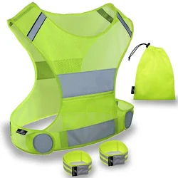 Outdoor Running Reflective Vest Cycling Vest  Lightweight Safety Fishing Vest Sports Gear for Women Men Jogging Walking