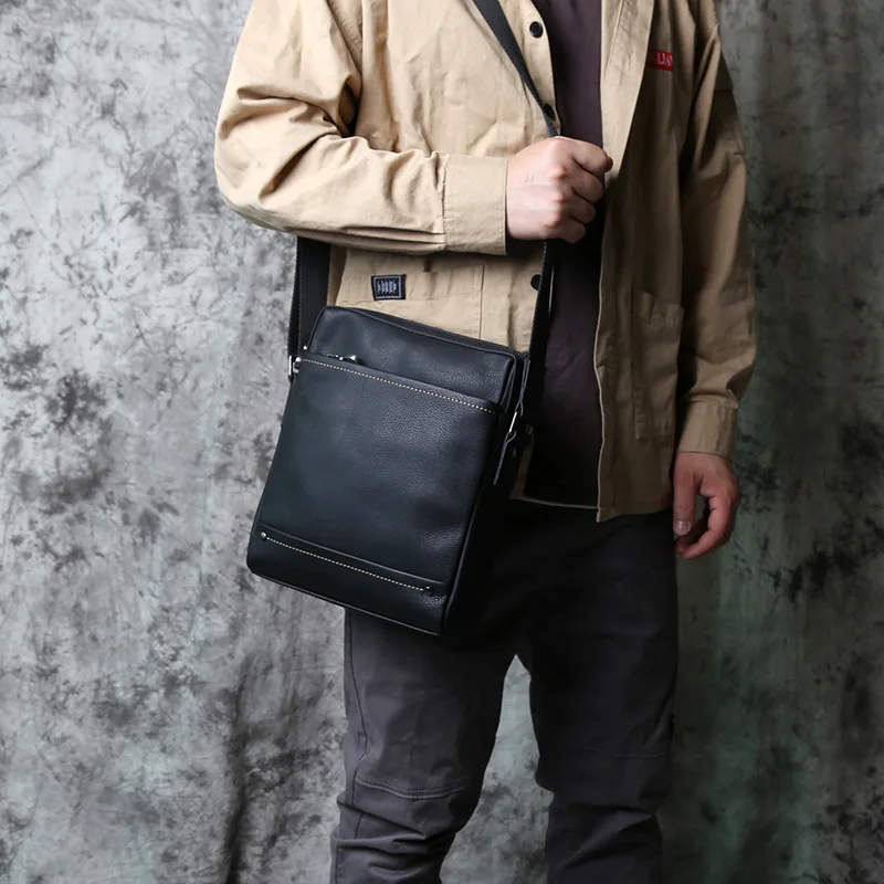 NZPJ Leder herren Schulter Tasche Casual Große-Kapazität Weichem Leder Rucksack Top Schicht Rindsleder Vertikale Messenger Business Tasche – Detail 4