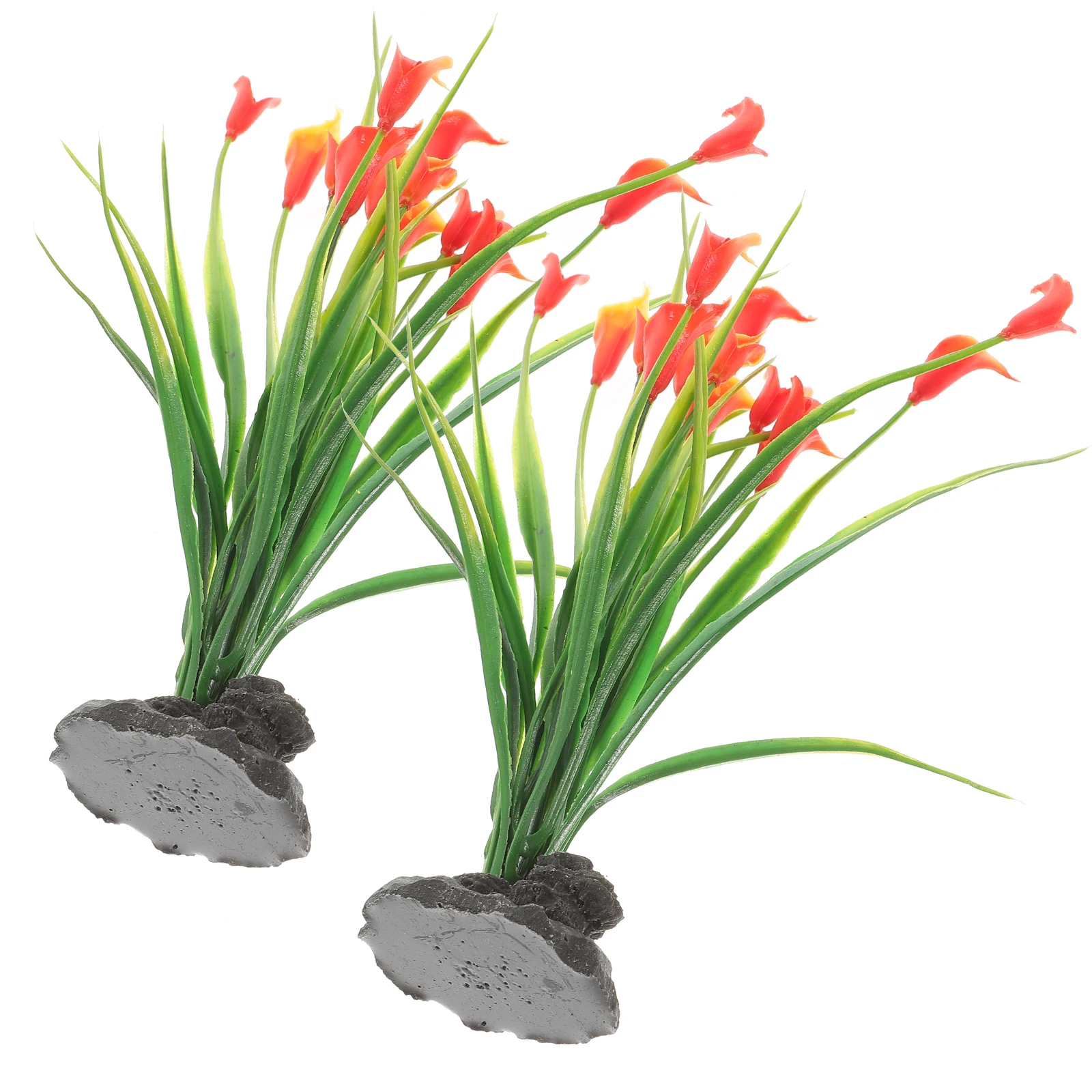 

2Pcs Fake Plant for Fish Tank Decoration Compact Aquarium Decor Realistic Artificial Plant Small Desktop L scape Plastic Pet