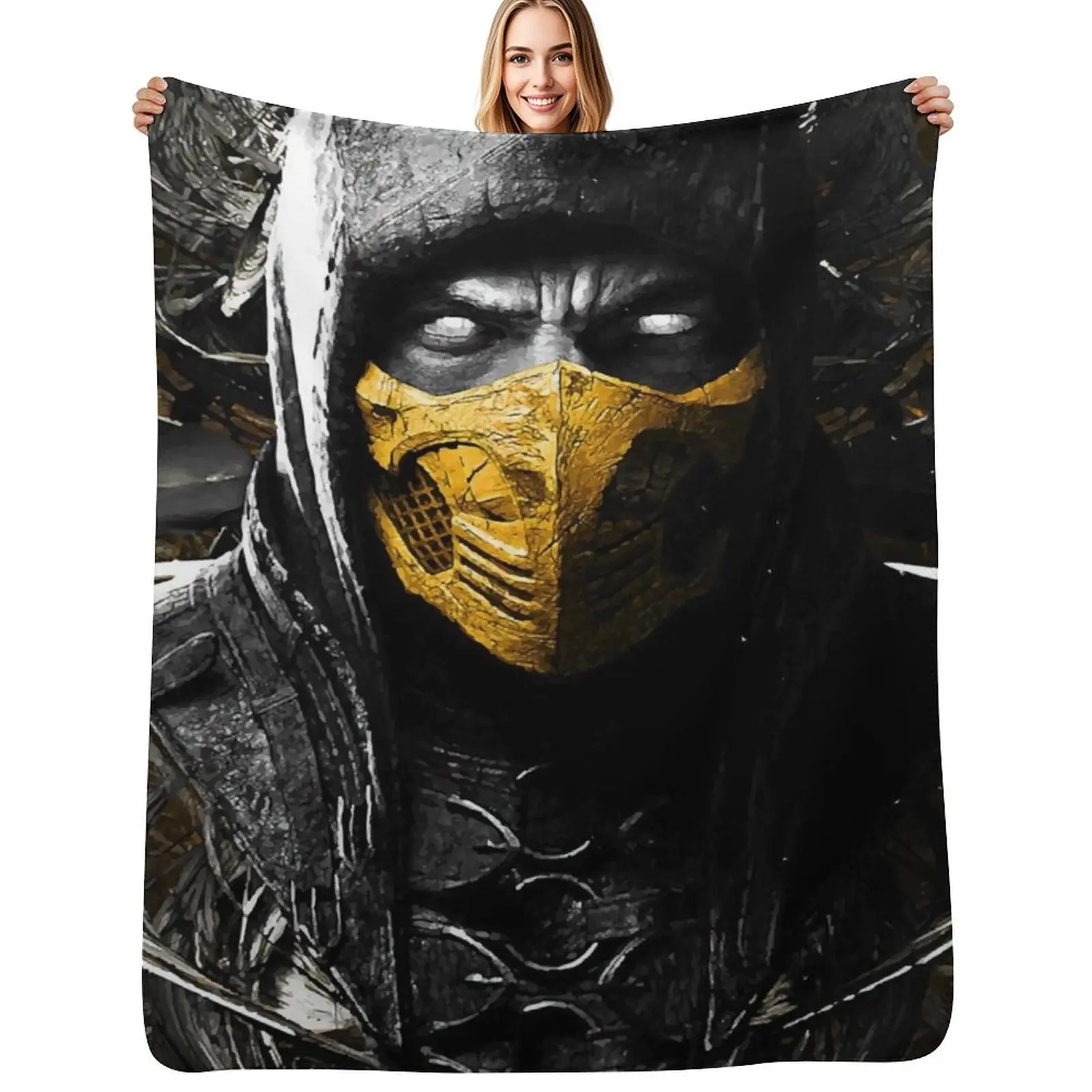 

Mortal Kombat X Scorpion Throw Blanket Cozy Home Blanket Gift for Christmas Holiday