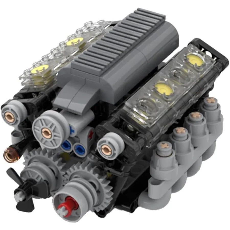 Set Blok Bangunan Mesin V8 dengan Gearbox 568 Buah Kit Pembuatan Mesin DIY Fungsi Mesin yang Berjalan Model Mesin Dinamis yang Beroperasi