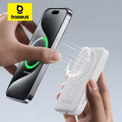 Baseus 20W Magnetic Wireless Charging 5000mAh Power Bank, 14.2mm Non-slip Silicone Casing, Fast Charging For iPhone 8-16 Series