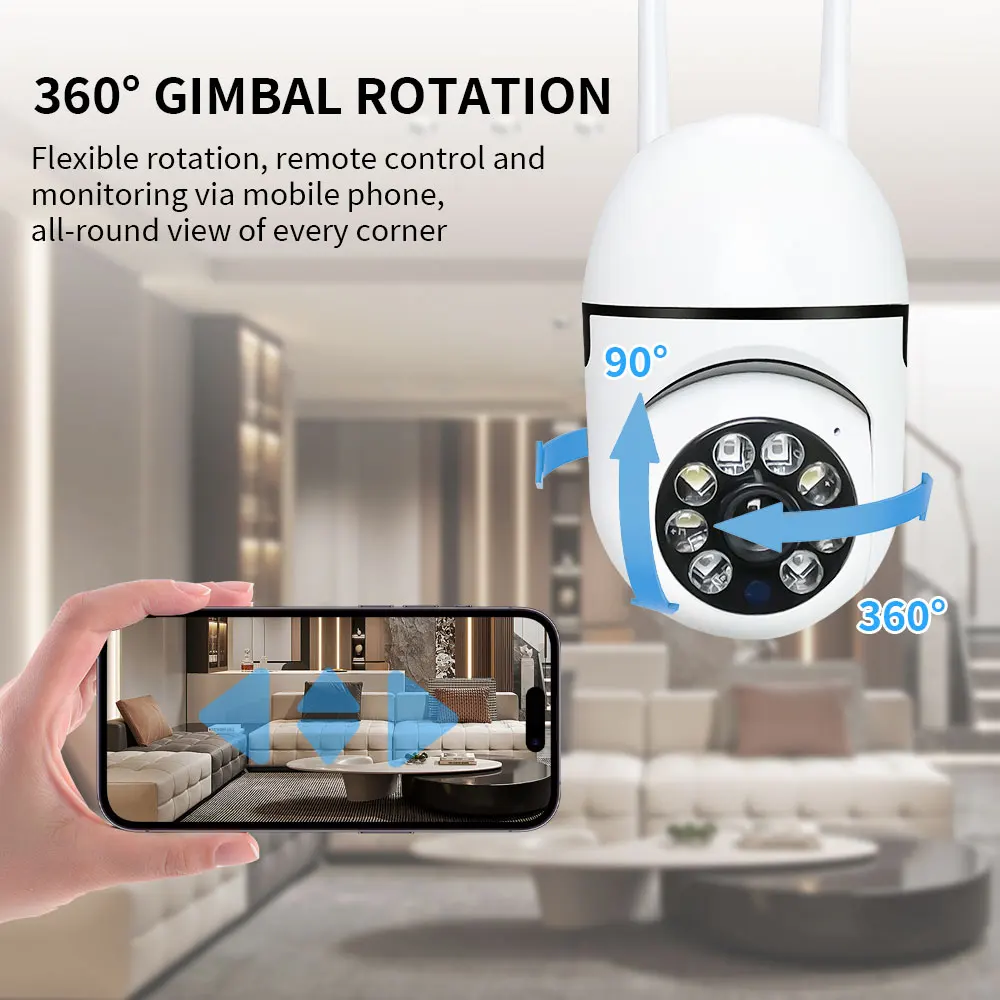 HD كاميرا مراقبة أمنية لاسلكية PTZ واي فاي IP كاميرات خارجية AI تتبع الإنسان اتجاهين الصوت HD كاميرا ملونة ليلية