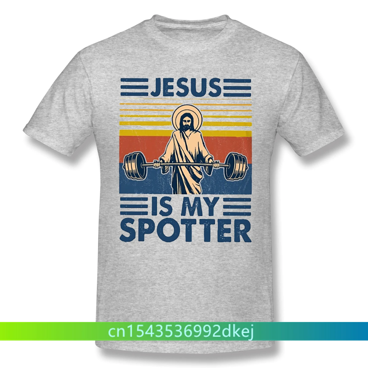 

Men Bodybuilding Pumping Training Crossfit Black T-Shirt Fitness Jesus Is My Spotter TShirt Pure Cotton Tees Harajuku Shirt