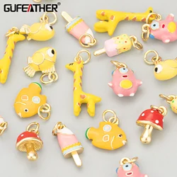 GUFEATHER,4pcs/lot,MF78,jewelry accessories,18k gold plated,copper,nickel free,oil drop,charms,jewelry making,diy pendants