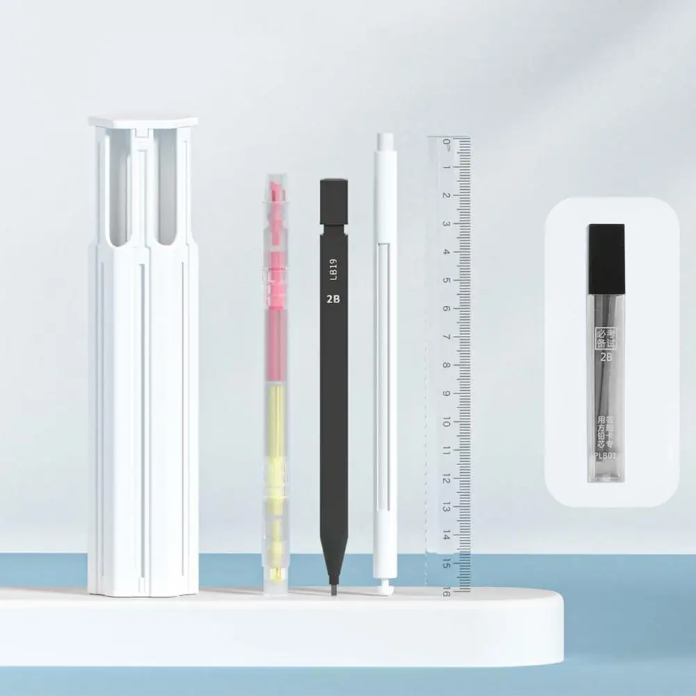 육각형 휴대용 펜슬 젤 펜 상자, 쉬운 접근 뚜껑, 카드 슬롯 펜꽂이, 학용품 정리함 케이스 젤