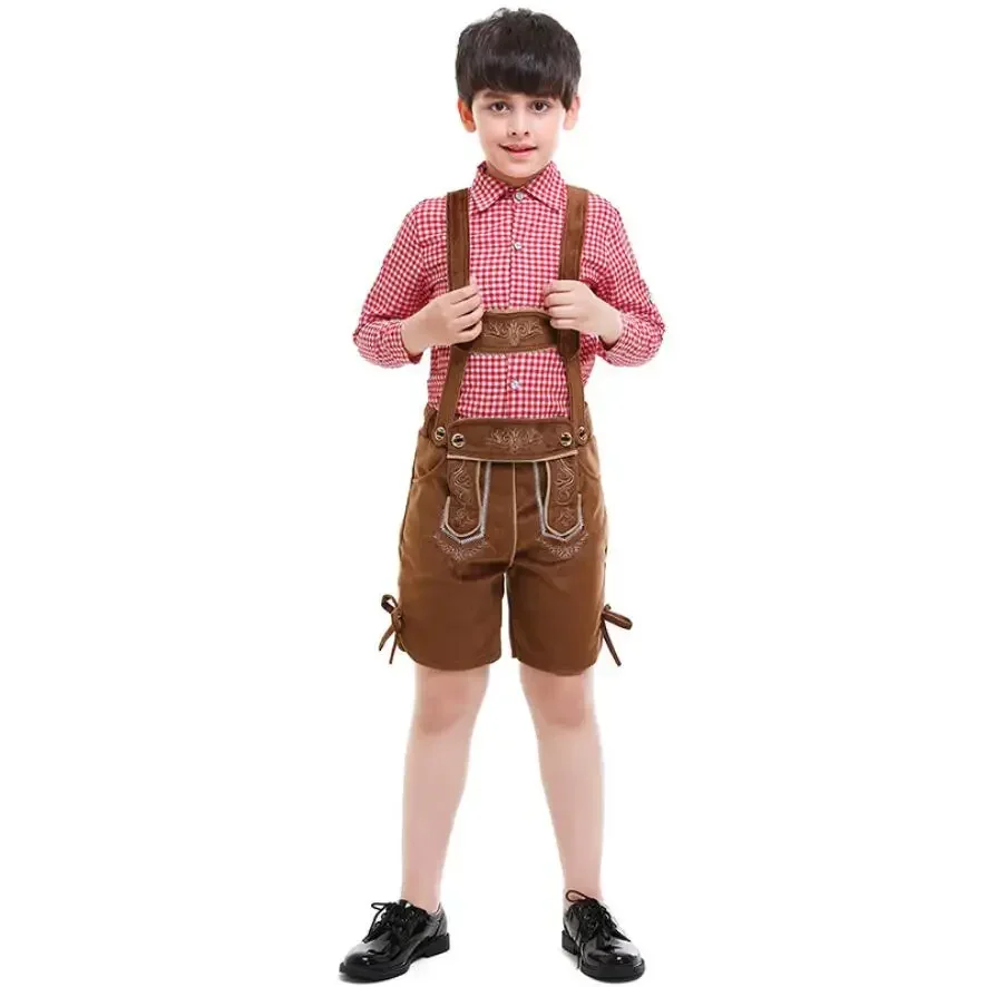 Costume d'Oktoberfest Lederhanced pour enfants, vêtements de fête de festival bavarois, olympiques de paupières pour enfants, spectacle sur scène, carnaval pour garçons