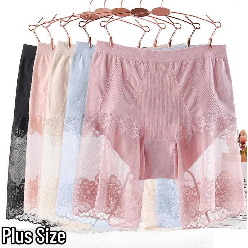 Safty Shorts Under Skirt Sexy Lace Anti Chafing High Waist Thigh Safety Shorts Ladies Pants Underwear Plus Large Size Women New