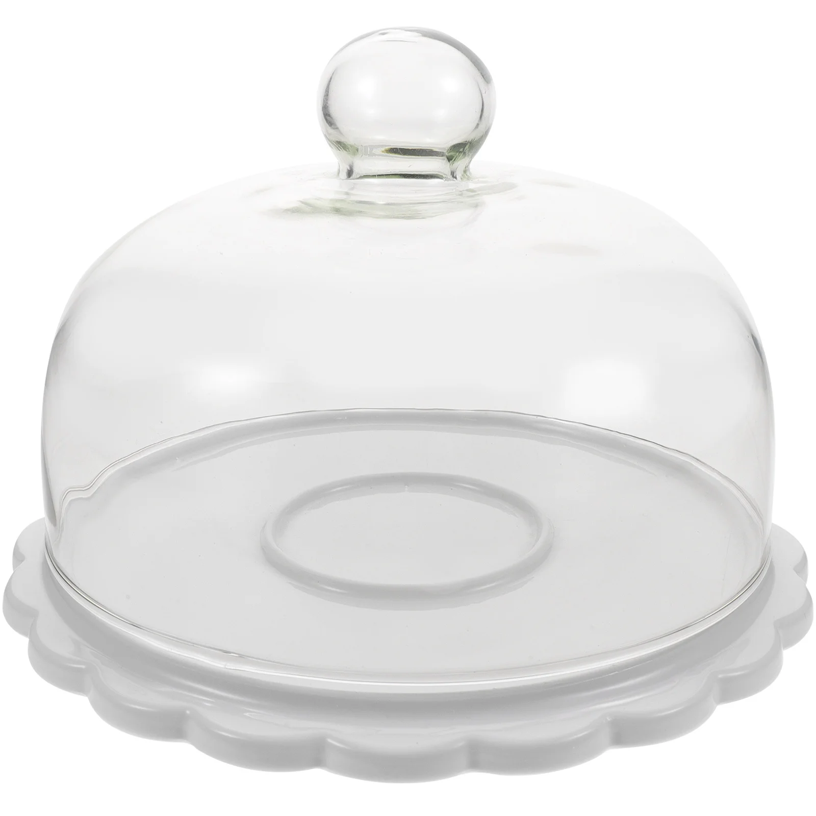 

1Set Premium Ceramic Glass Cake Stand Clear Lid Design Exquisite Workmanship Dessert Display Wedding Birthday Party Use