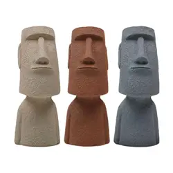 Easter Island Planter Heads Statue Pot with Drainage for Office Decor Desk