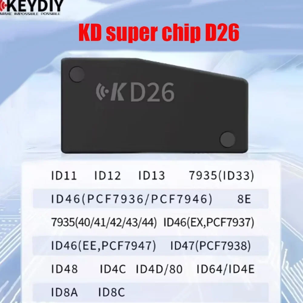Keydiy kd super chip d26 transponder chip suporte 8a 8c pcf7935 pcf7936 id46 id47 id48 id49 id4d id80 id64 id4e id33 id11 12 13