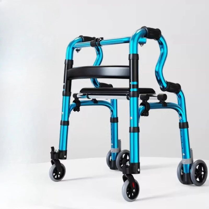

Adjustable Folding Rollator Walker with Anti-Fall Wheels, Lightweight Mobility Aid for Elderly, Post-Surgery Walking Support