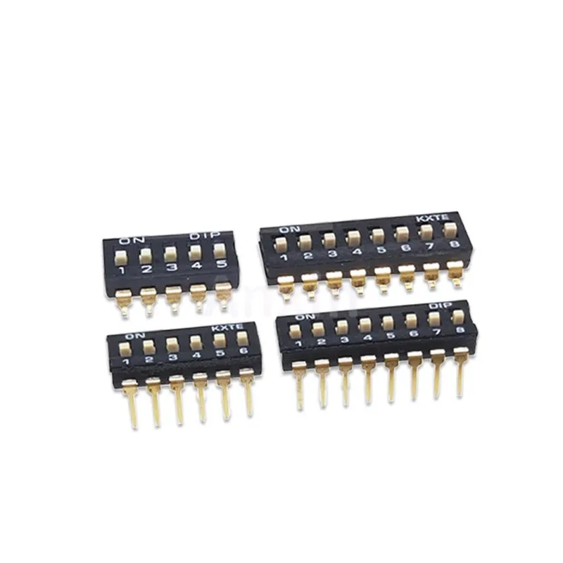 10 Uds interruptor chapado en oro Pin 1-10 vías interruptor DIP interruptores de palanca 2,54mm SMD 1P/2P/3P/4P/5P/6P/8P/10P negro 2,54 MM SMD